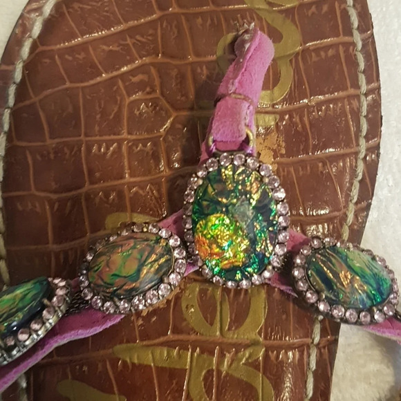 Sam Edelman  jewel embellished leather flip flops - Picture 8 of 12